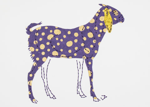 Khari Hill Goat in Purple with Gold Spots