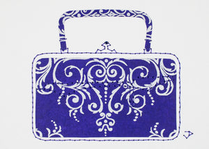 Victorian Handbag in Blue with Silver Filigree