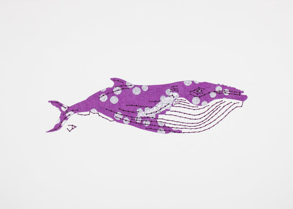 Humpback Whale in Silver Spots on Purple