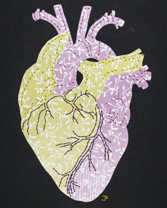 Heart in pale purple & lime green