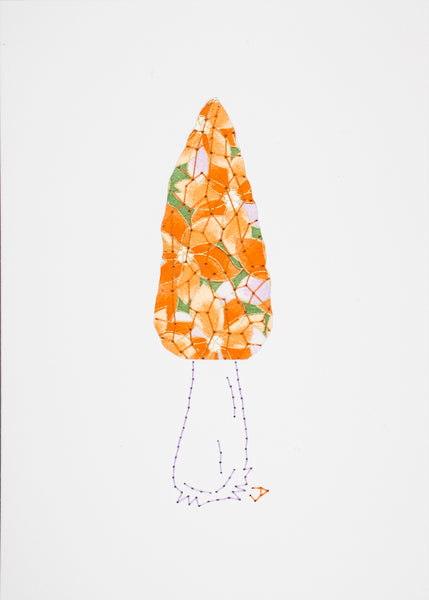 Conical Black Morel in Orange Flowers