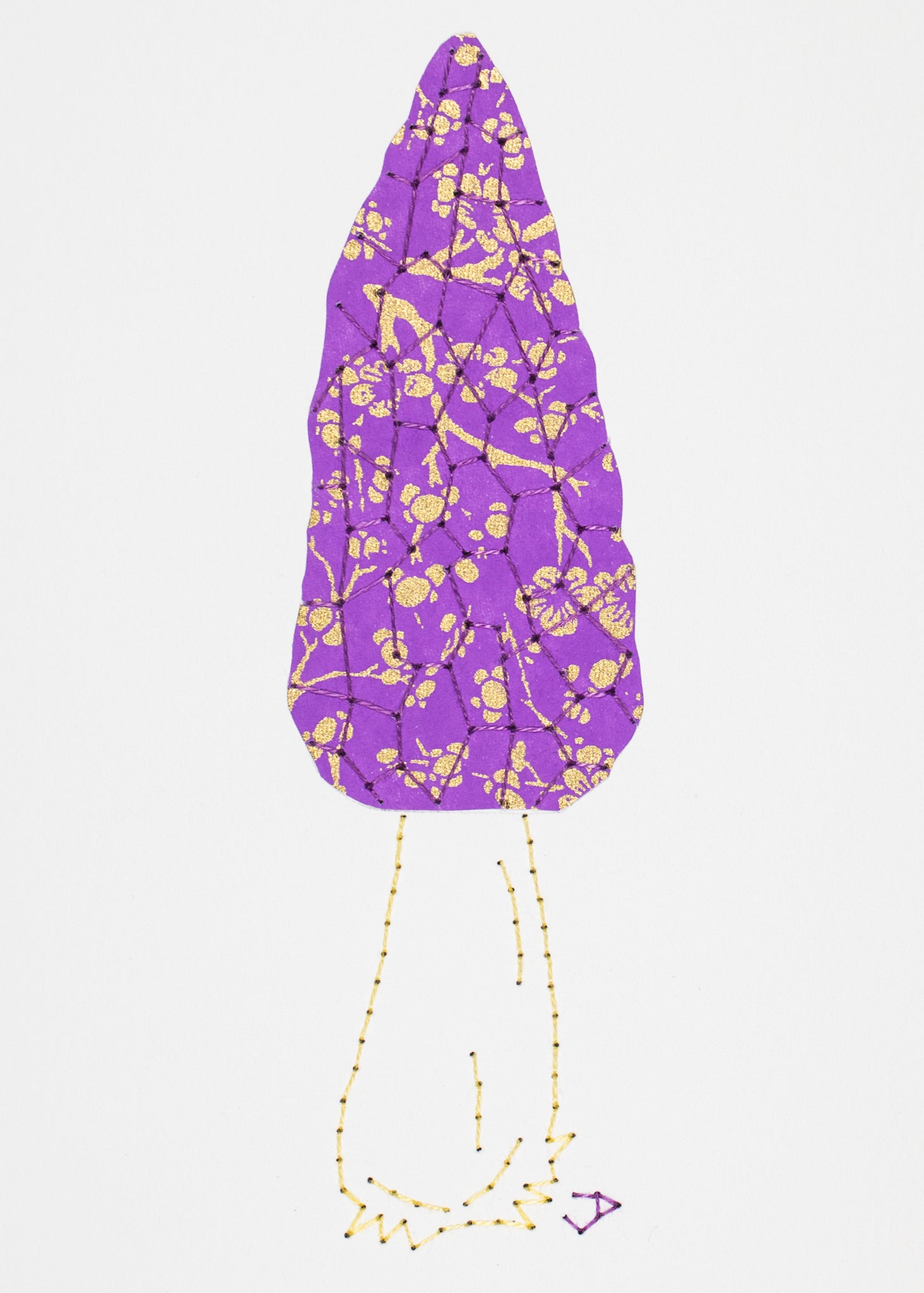 Conical Black Morel in Deep Lilac and Gold