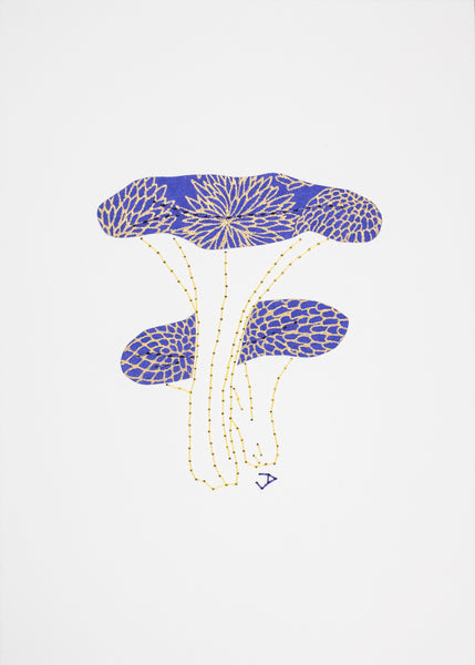 False Chanterelle in Deep Periwinkle and Gold