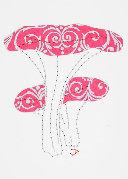 False Chanterelle in Pink and Silver Filigree