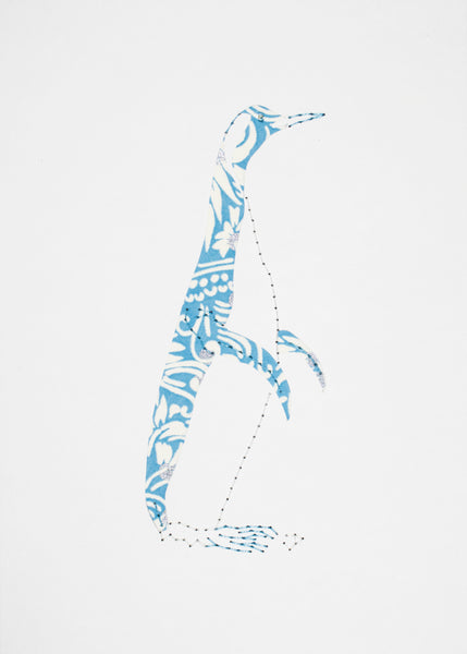 Penguin in Blue and Silver Filigree