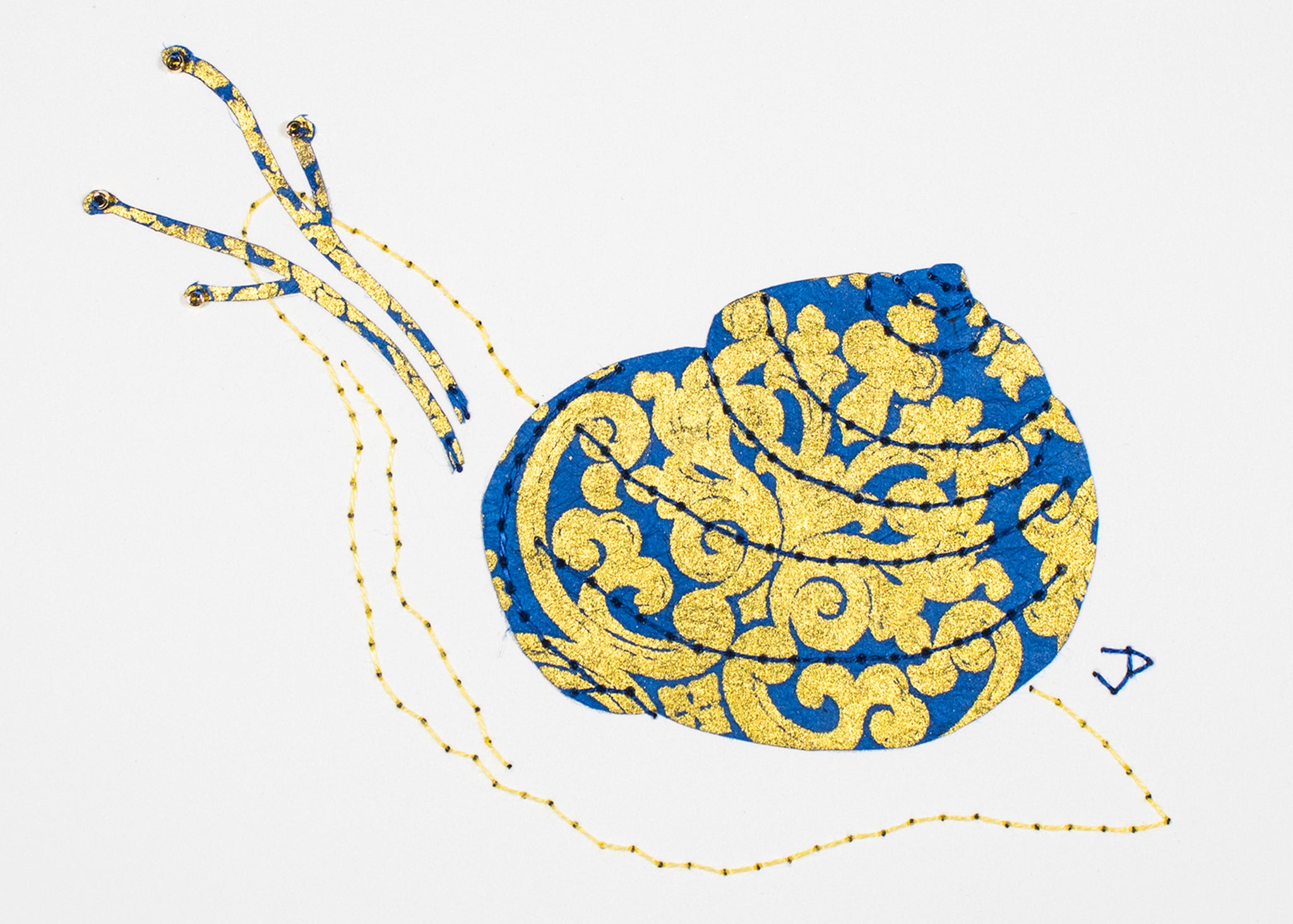 Garden Snail in Gold & Blue